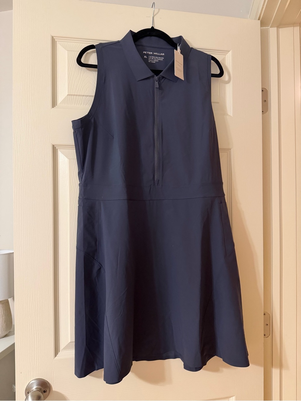 Peter Millar Navy Sleeveless Zip-Front Mini Dress w/ shorts
